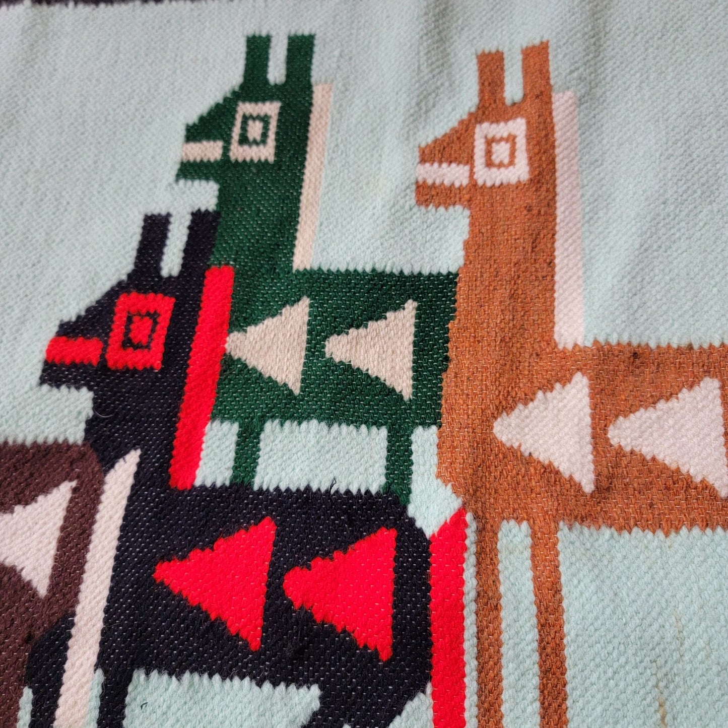 Vintage Peruvian Alpaca Pictorial Kilim Rug