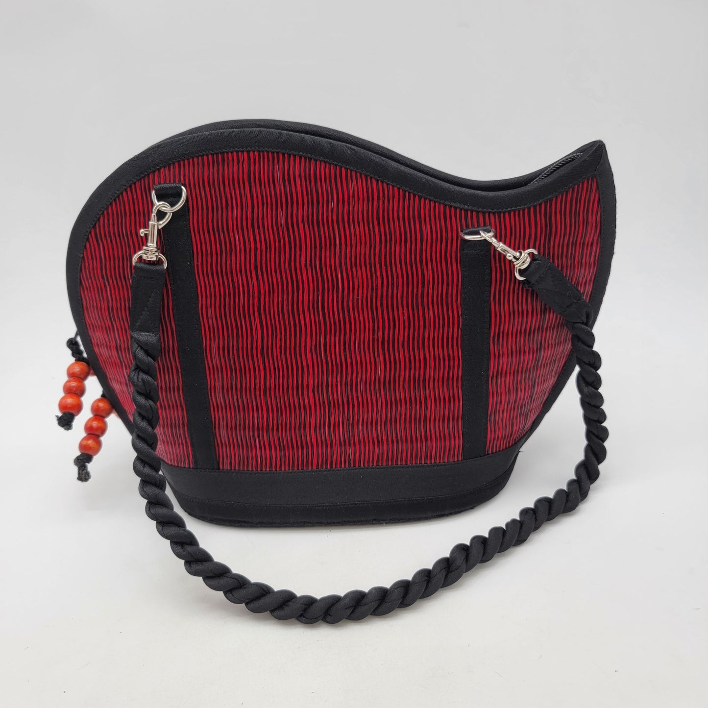 Saraye Kiri Wave Shoulder Bag Purse Crimson Red