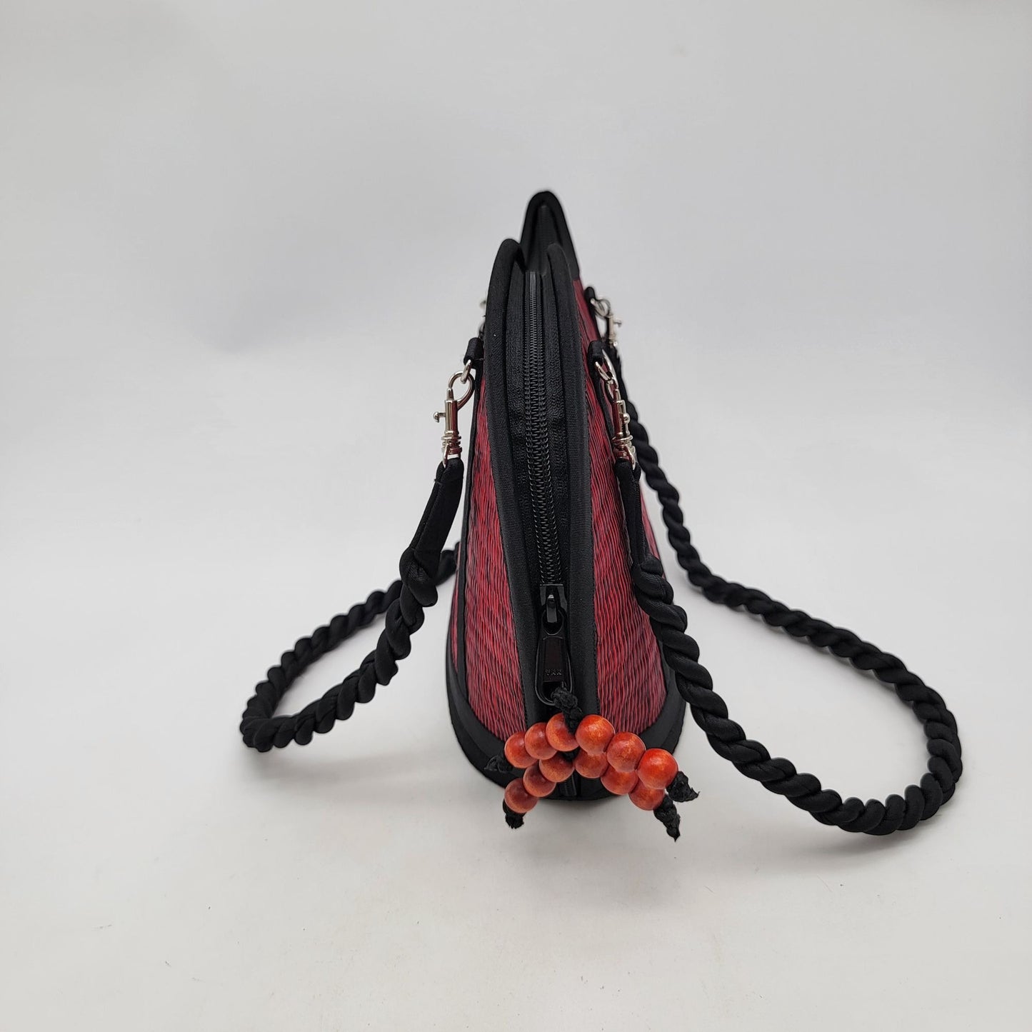 Saraye Kiri Wave Shoulder Bag Purse Crimson Red