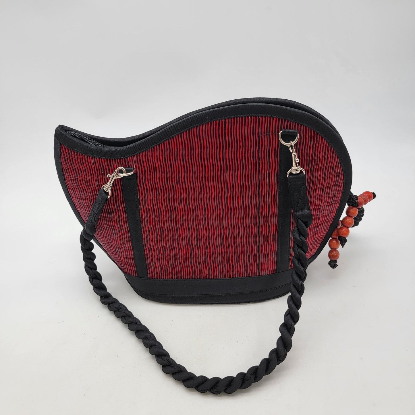 Saraye Kiri Wave Shoulder Bag Purse Crimson Red