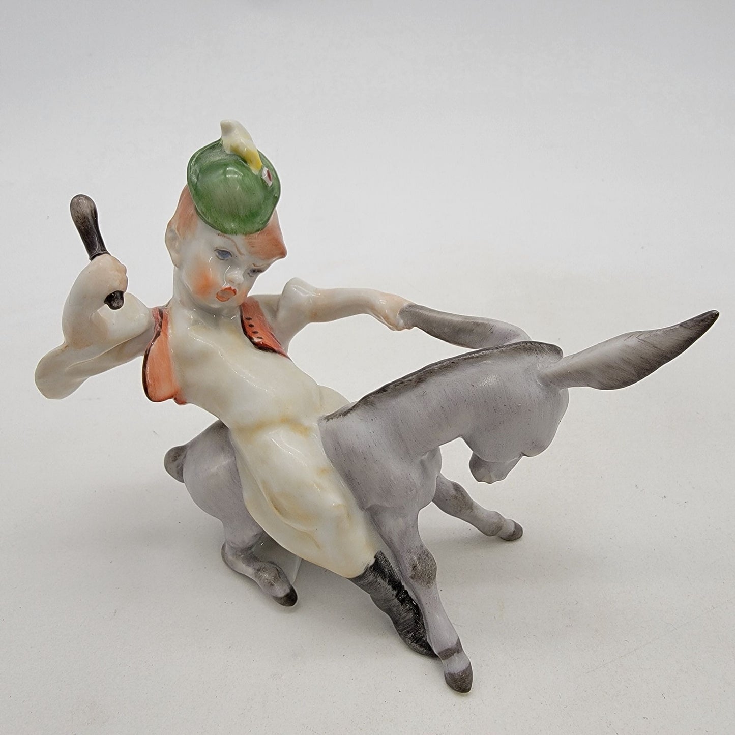 Vintage 1960-1970s Herend Hungary Porcelain Boy Riding A Donkey Figurine