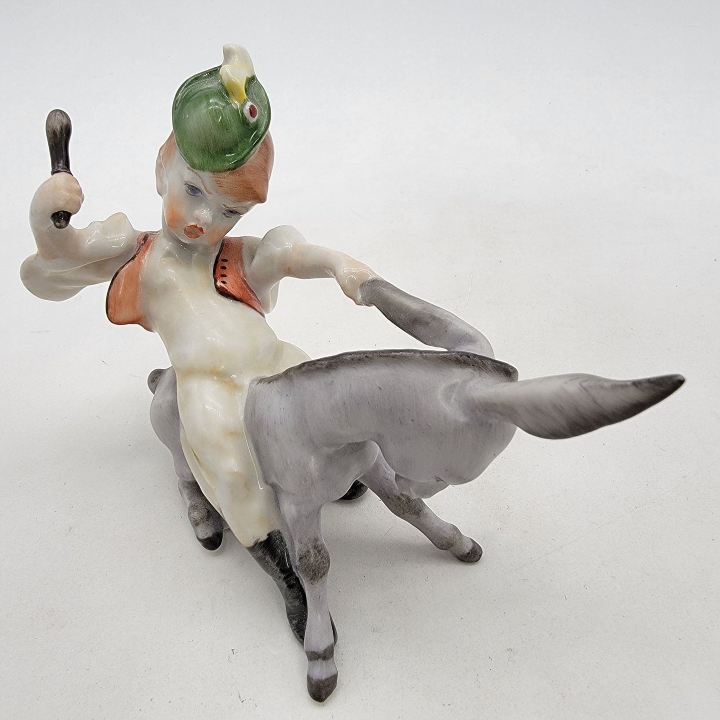 Vintage 1960-1970s Herend Hungary Porcelain Boy Riding A Donkey Figurine