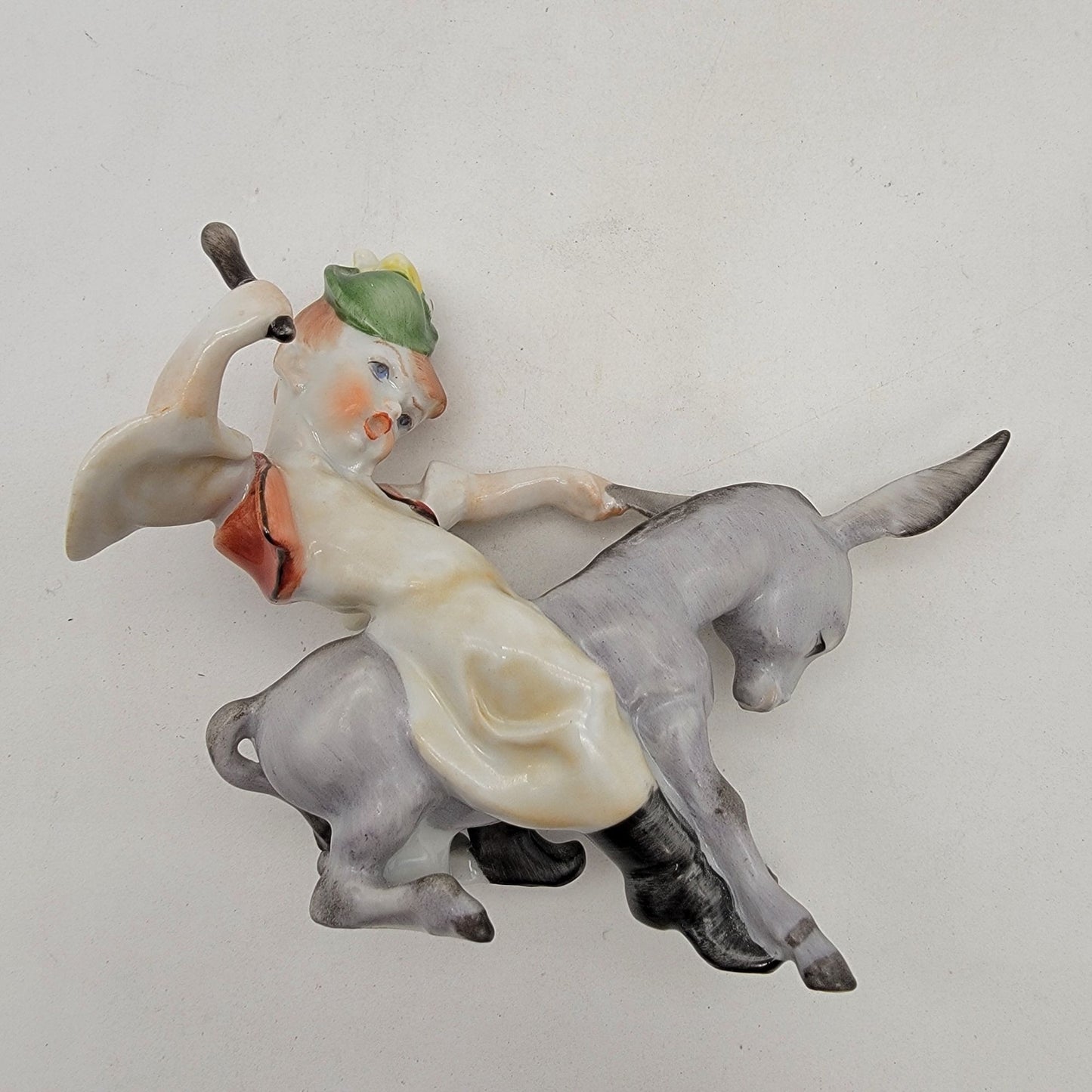 Vintage 1960-1970s Herend Hungary Porcelain Boy Riding A Donkey Figurine
