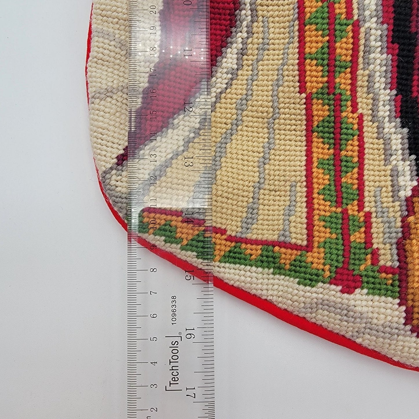 Vintage Needlepoint Tapestry Santa Christmas Stocking