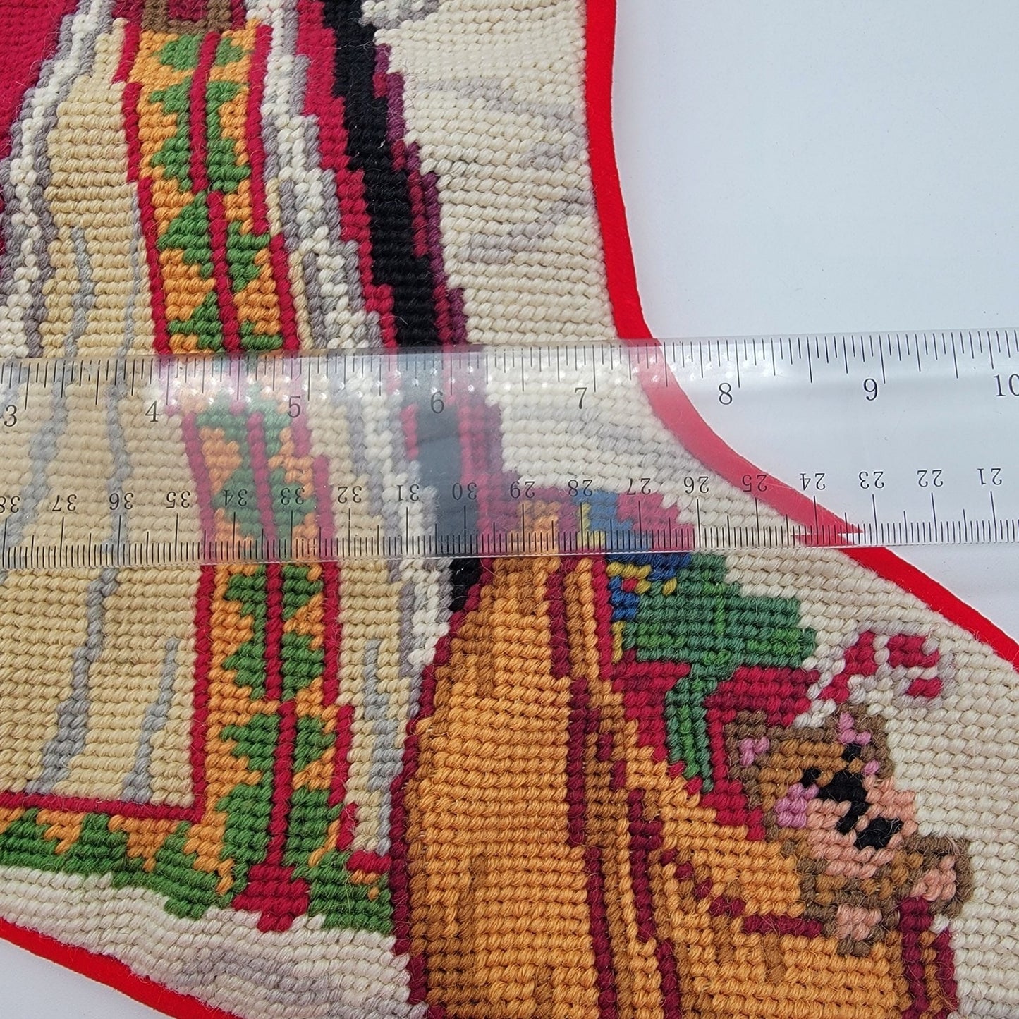 Vintage Needlepoint Tapestry Santa Christmas Stocking