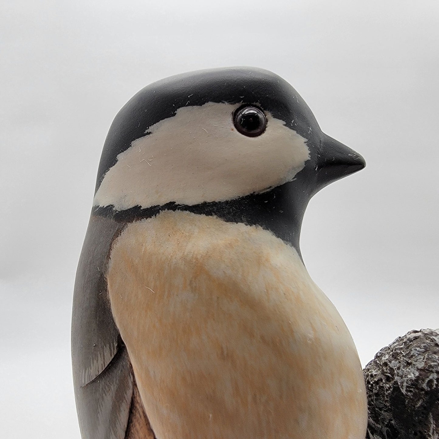 OOAK Carved Wood Black-Capped Chickadees in Tree Sculpture