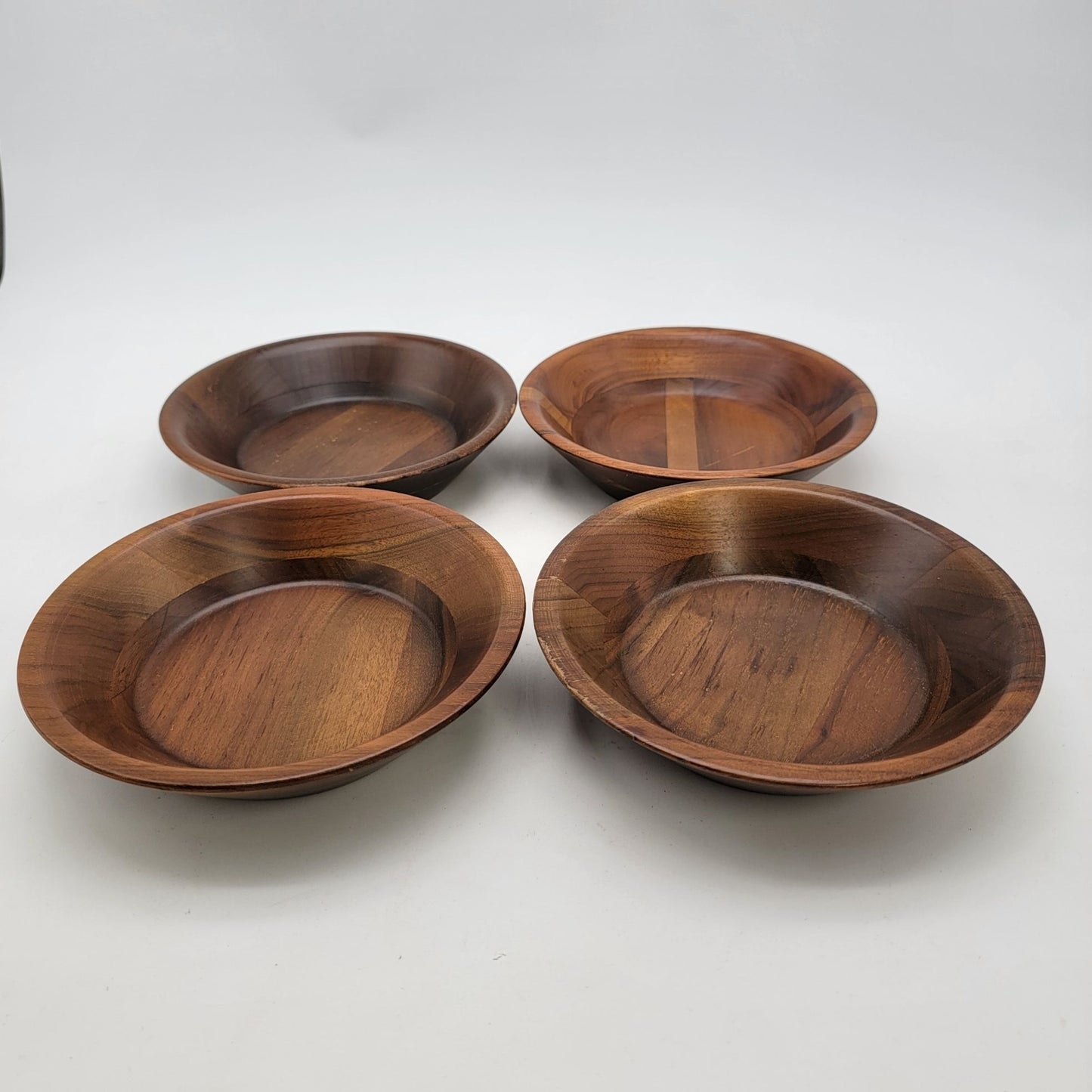 MCM Vintage Vermilion Real Walnut Wood Bowls Set Of 4