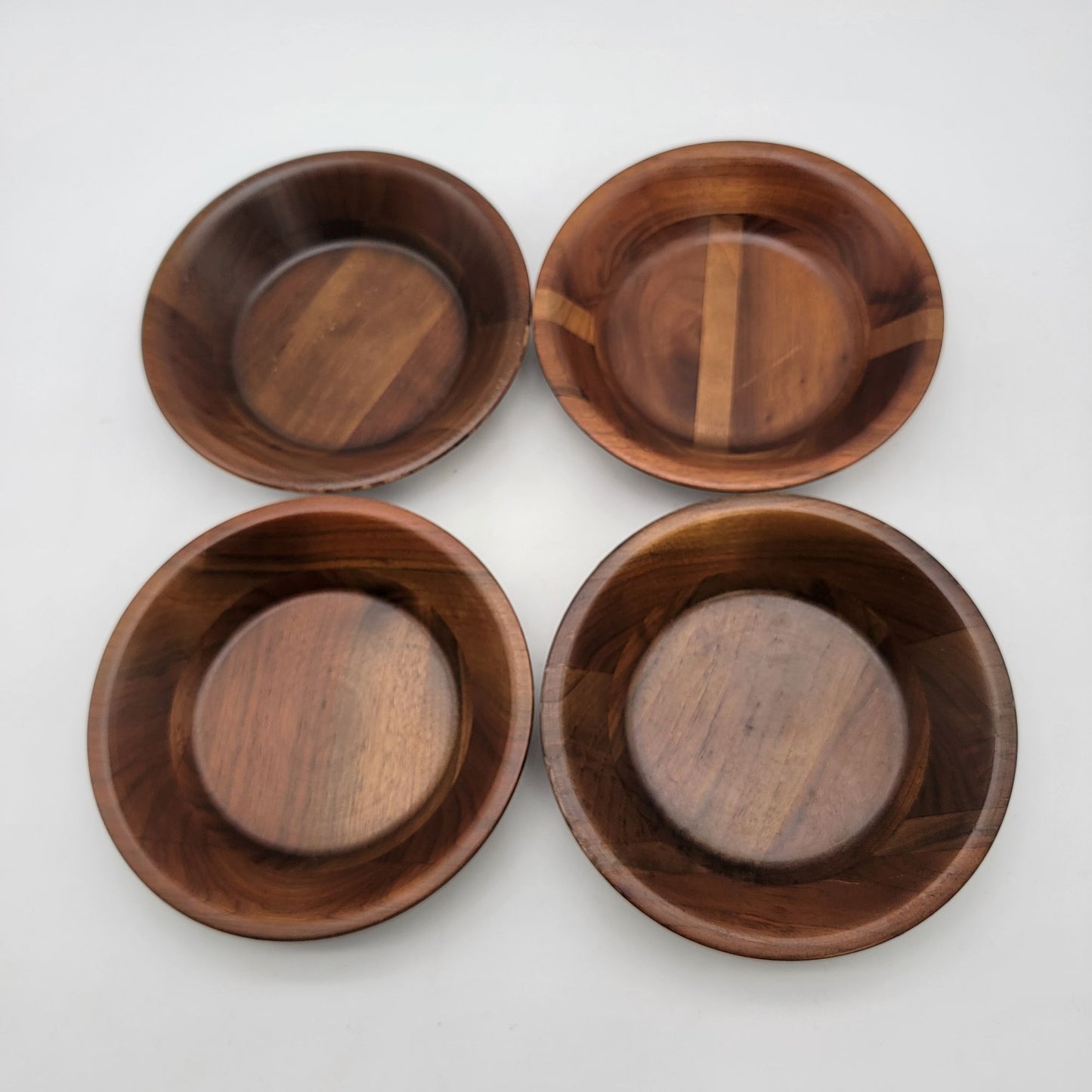 MCM Vintage Vermilion Real Walnut Wood Bowls Set Of 4