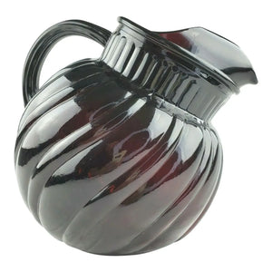 Mid-Century Anchor Hocking Royal Ruby Swirl Tilted Ball Pitcher