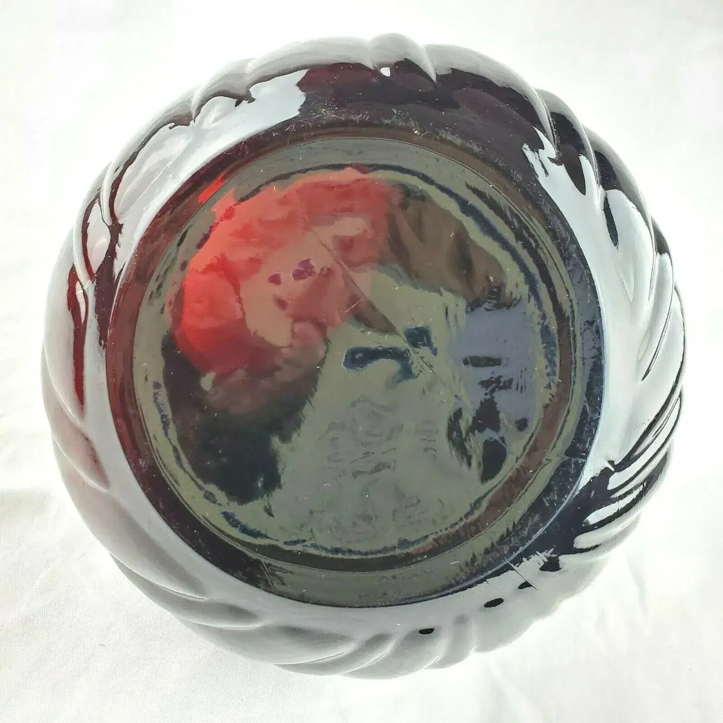 Mid-Century Anchor Hocking Royal Ruby Swirl Tilted Ball Pitcher