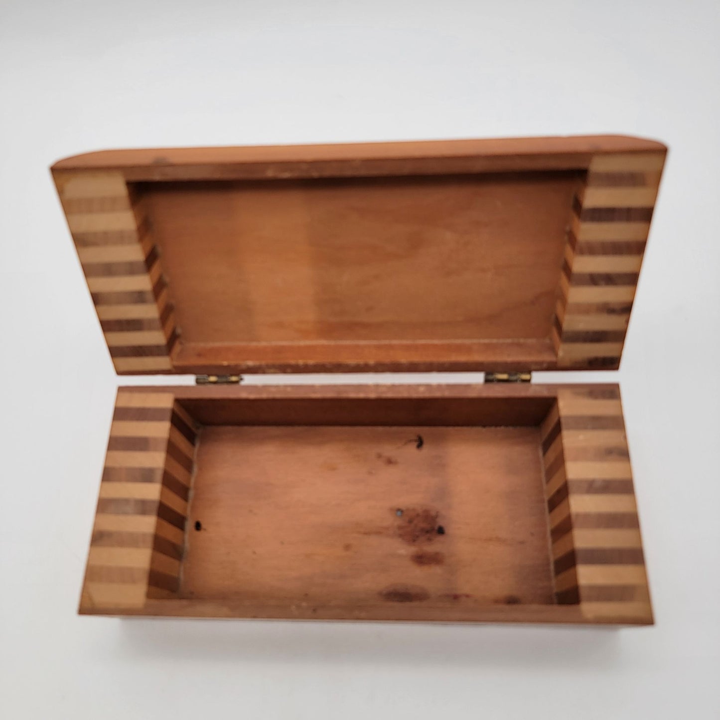 Vintage Two-Tone Marquetry Inlaid Wood Box