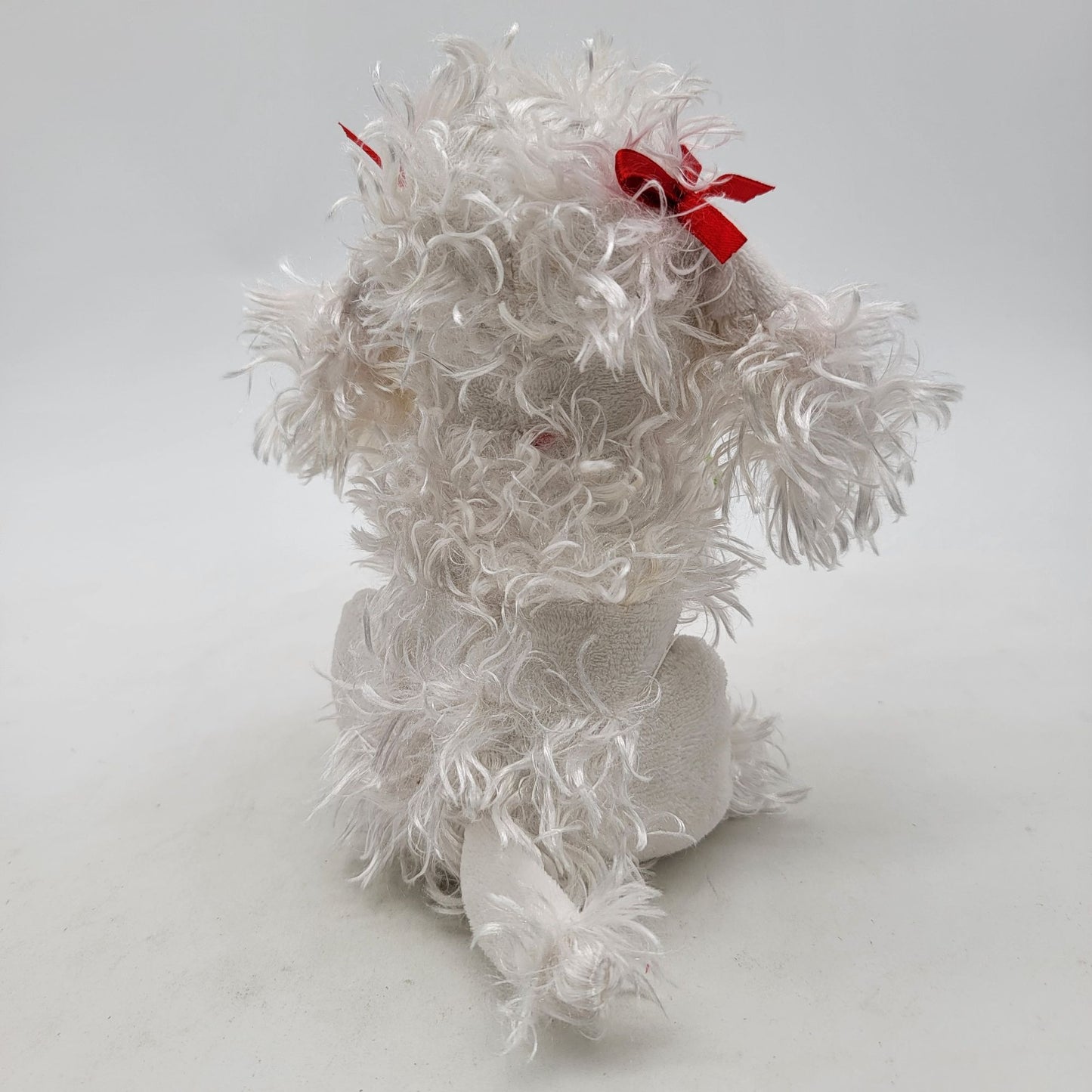 White Poodle Plush Dog With Red Rose & Bows