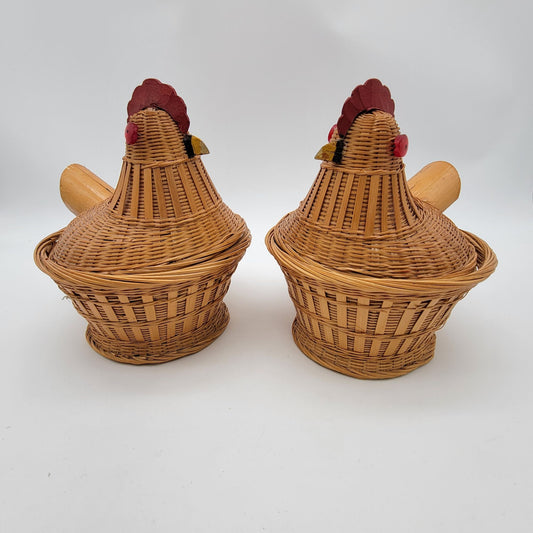 Chicken Wicker Storage Basket Set Of 2