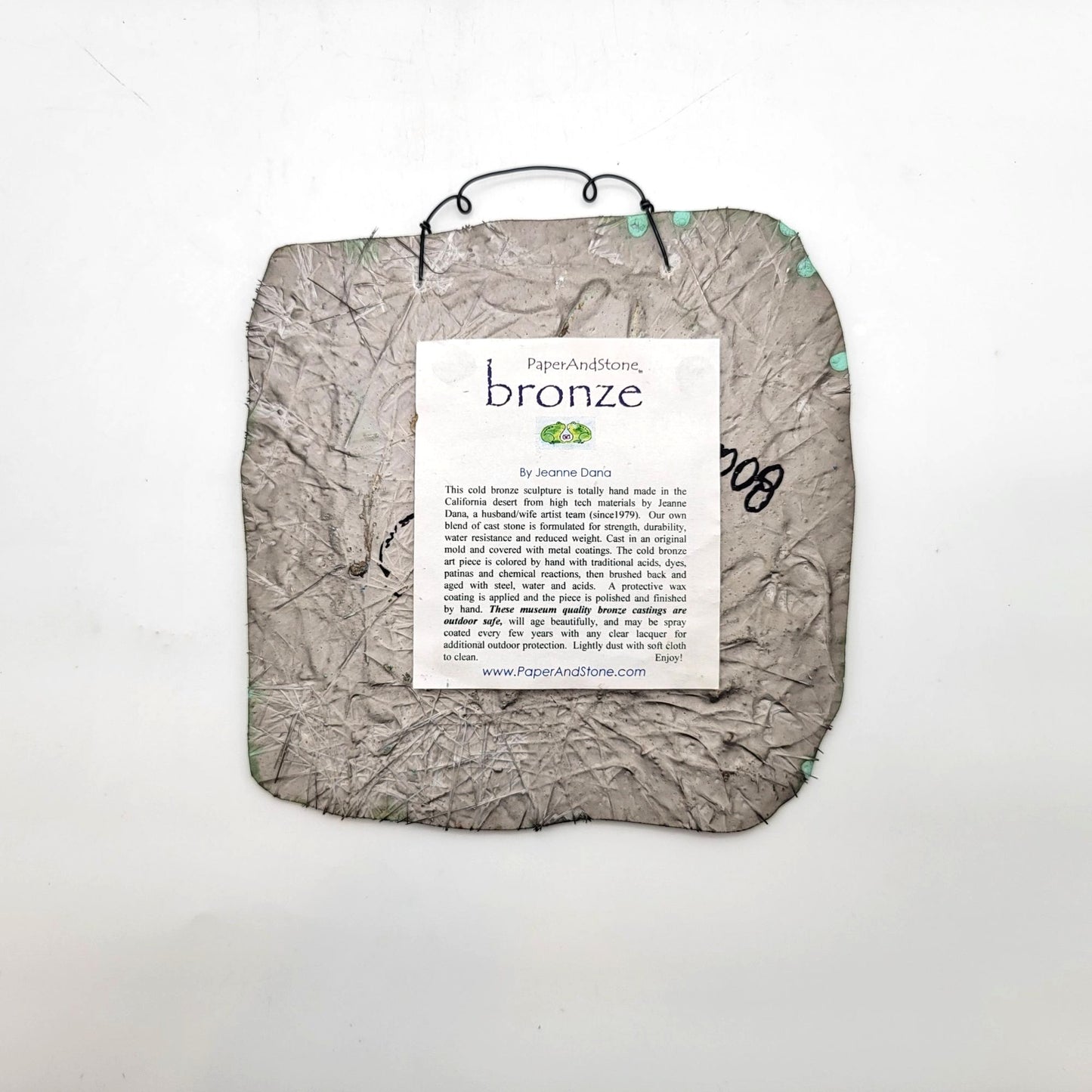 Paper and Stone Bronze Heart Quilt Wall Sculpture By Jeanne Dana