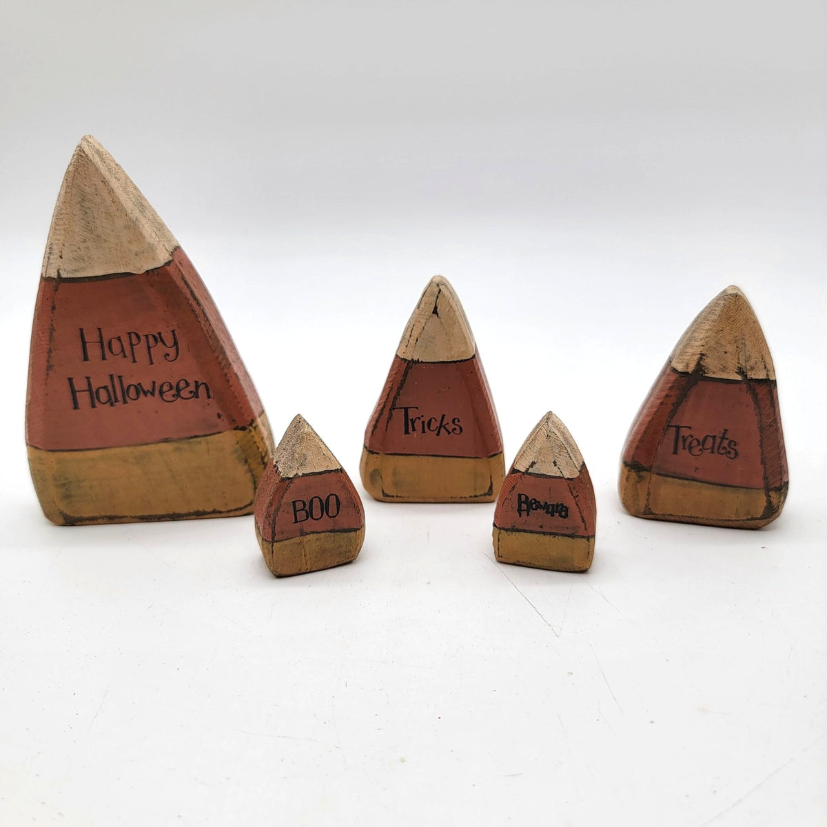 Wood Candy Corn Halloween Decor Blocks Set Of 5