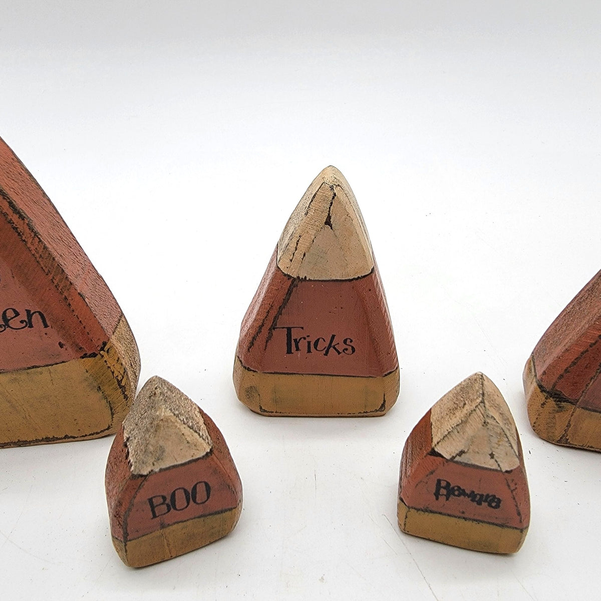 Wood Candy Corn Halloween Decor Blocks Set Of 5