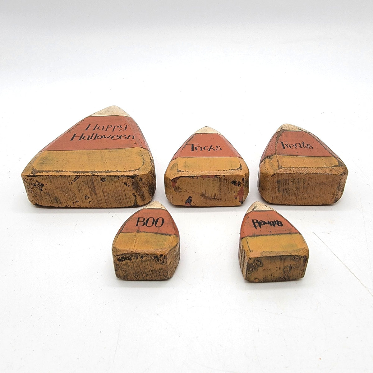 Wood Candy Corn Halloween Decor Blocks Set Of 5
