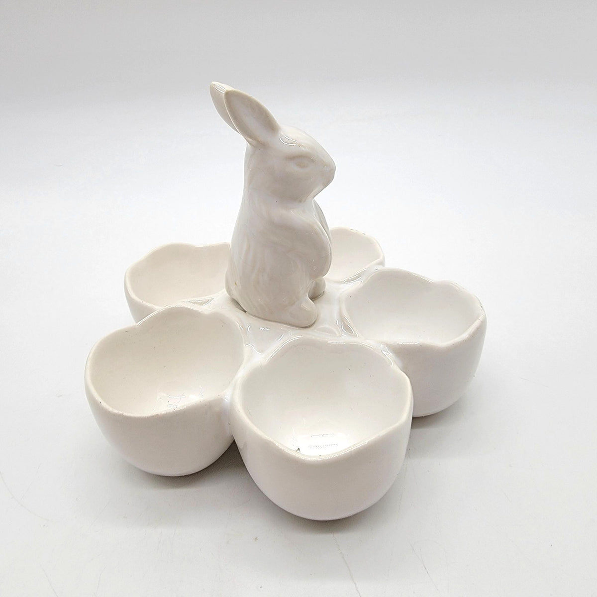 Vintage White Bunny Rabbit 5-Cup Egg Holder