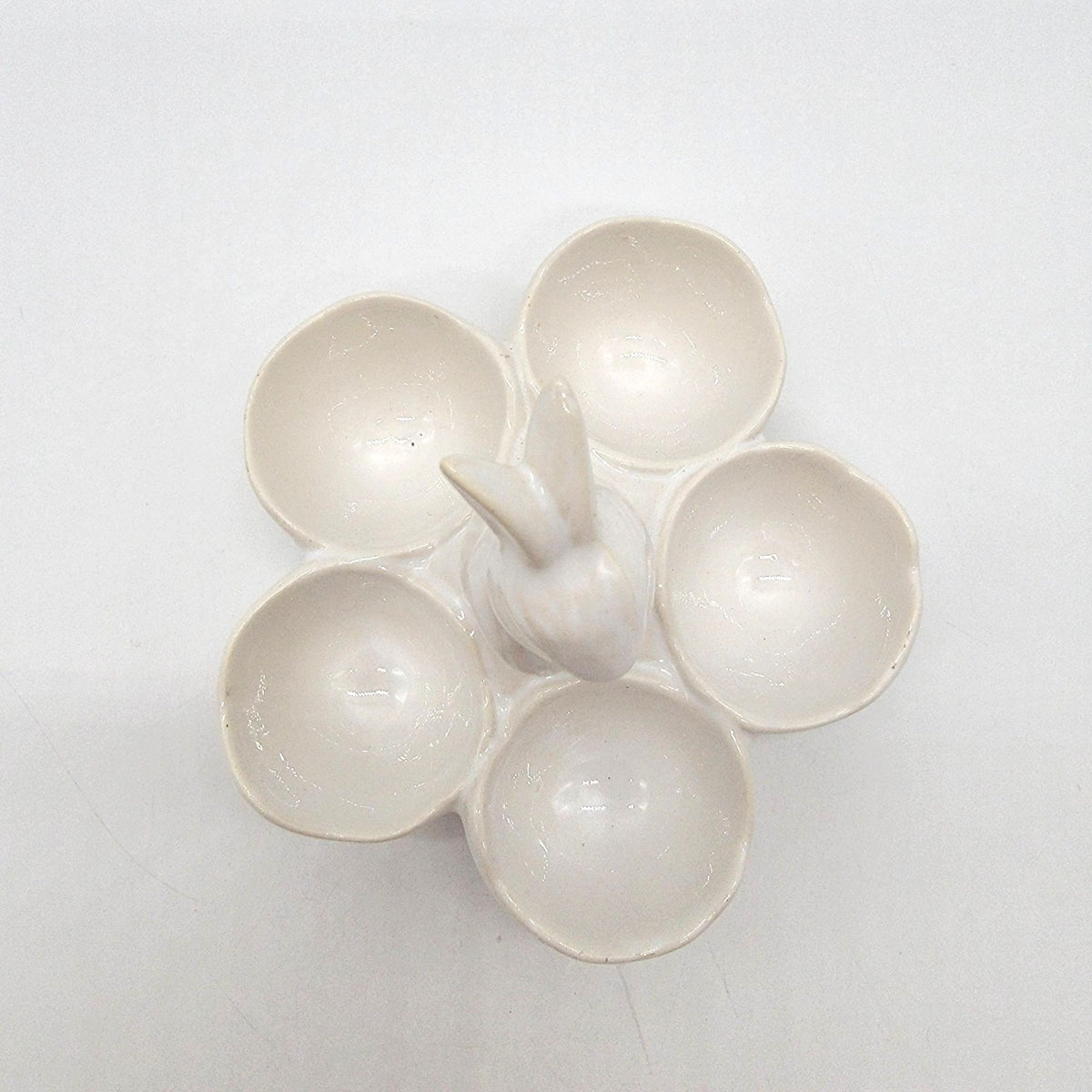 Vintage White Bunny Rabbit 5-Cup Egg Holder