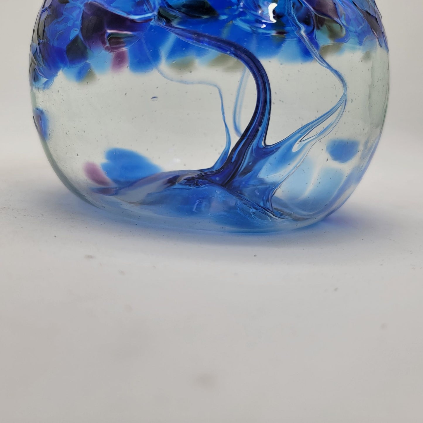 Hand-Blown Blue & Clear Art Glass Vase