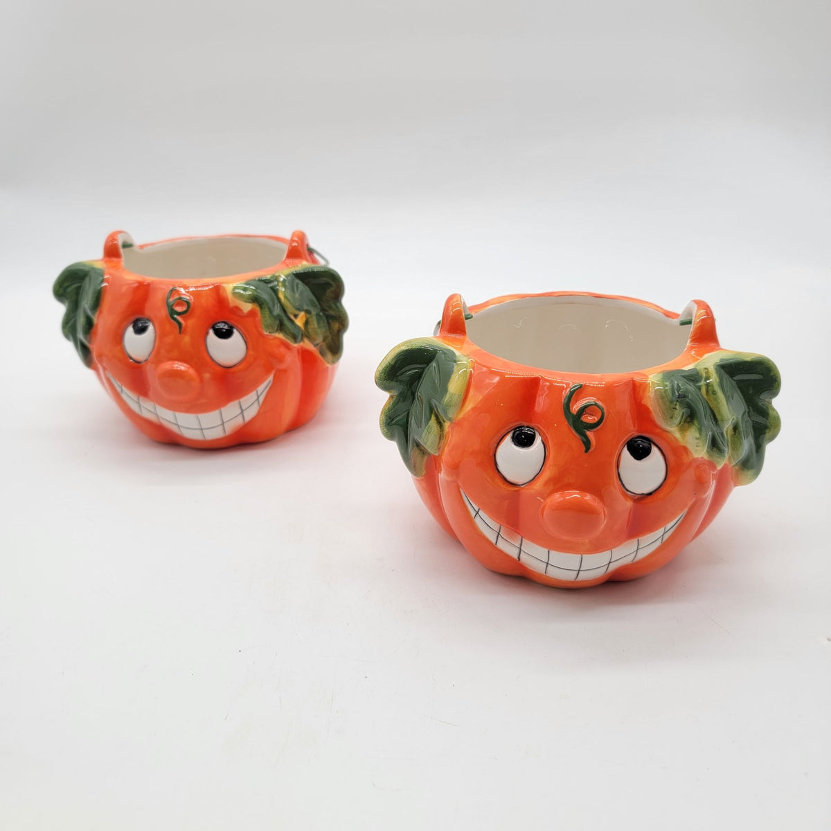 Halloween Jack-O-Lantern Pumpkin Baskets Pair