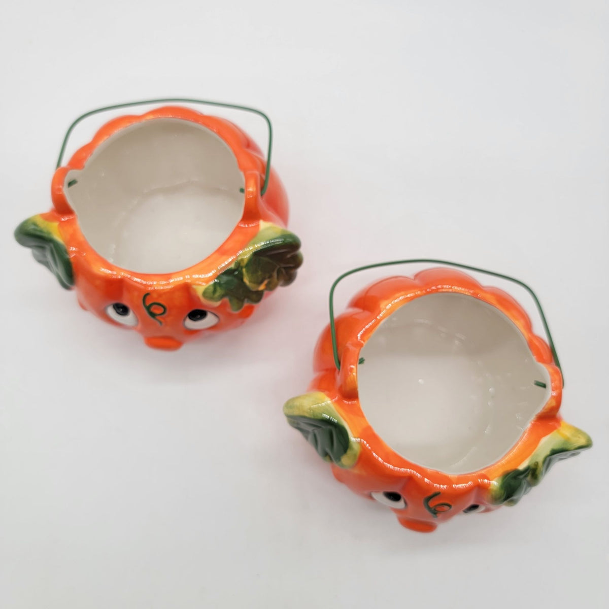 Halloween Jack-O-Lantern Pumpkin Baskets Pair