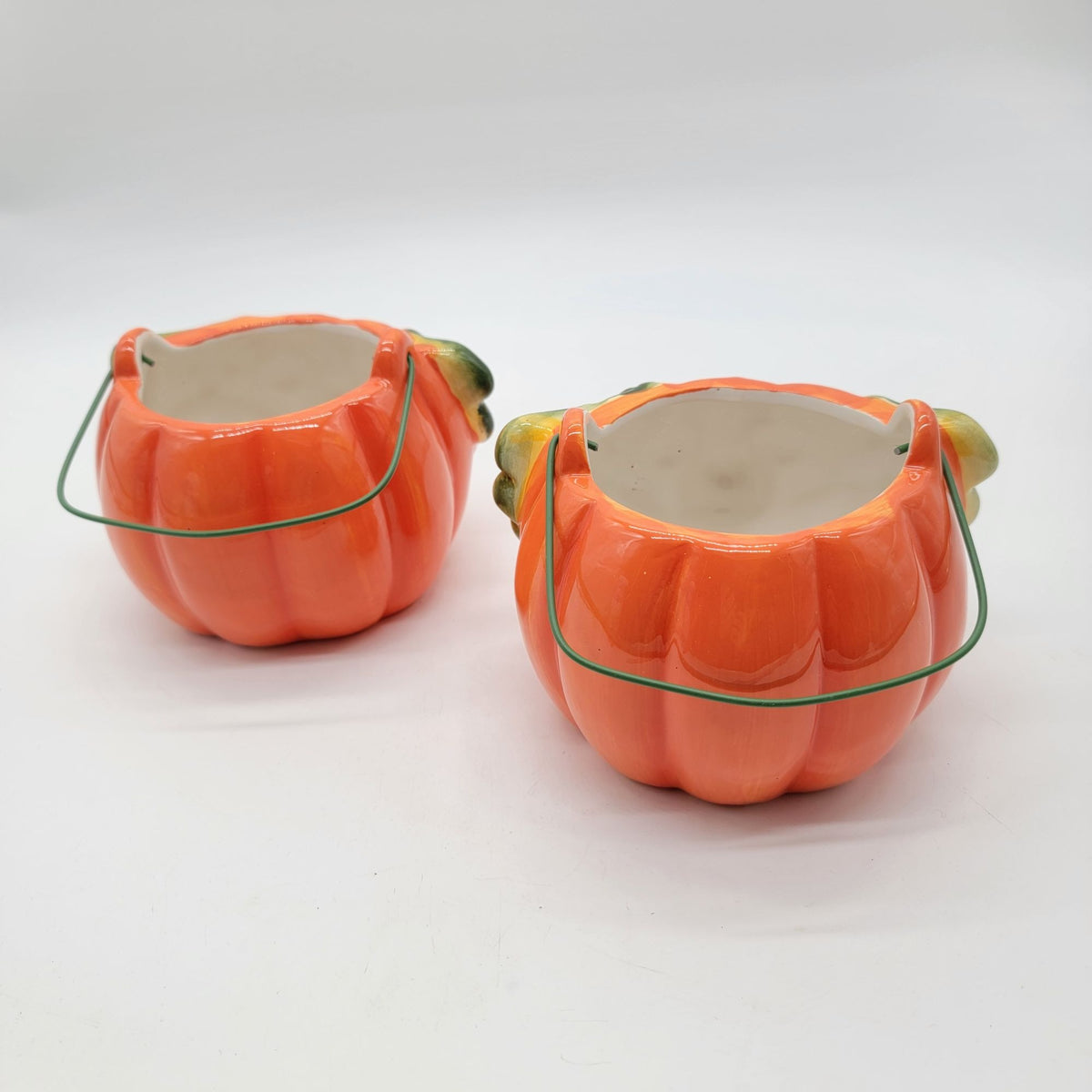 Halloween Jack-O-Lantern Pumpkin Baskets Pair