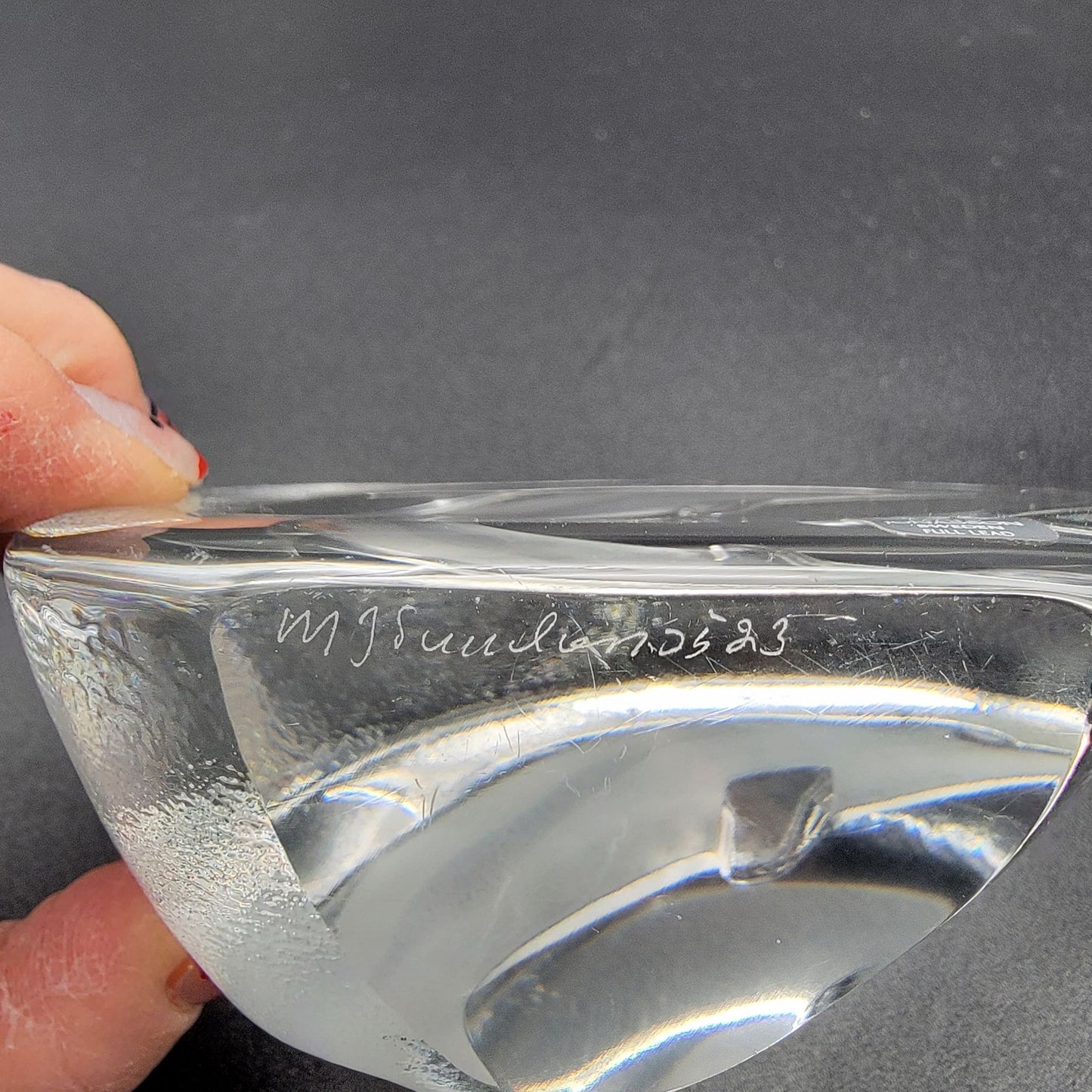 Mats Jonasson Crystal Dolphin Paperweight Signed MJ sweden 0523