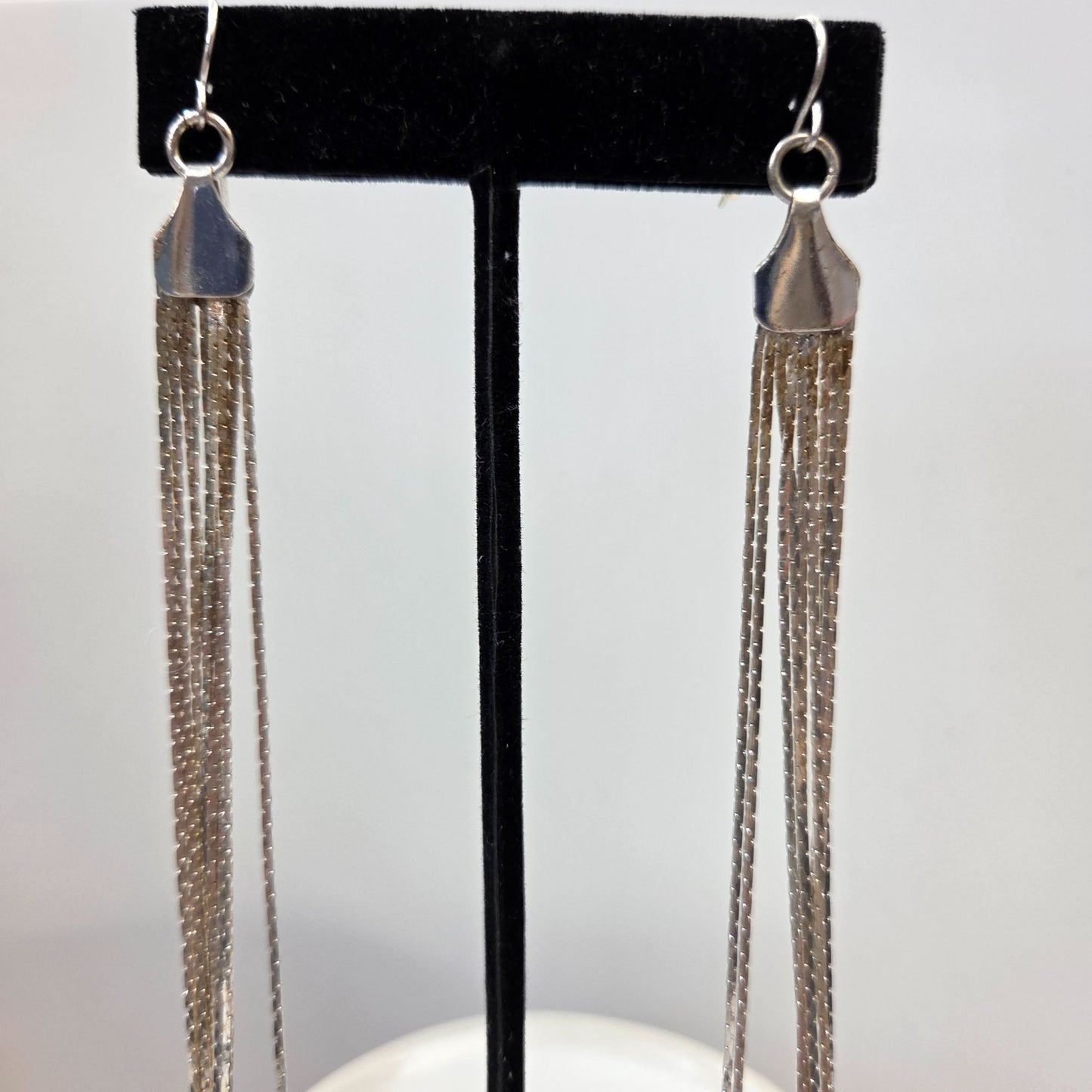 Silver-Tone Multi-Strand Shoulder Duster Earrings