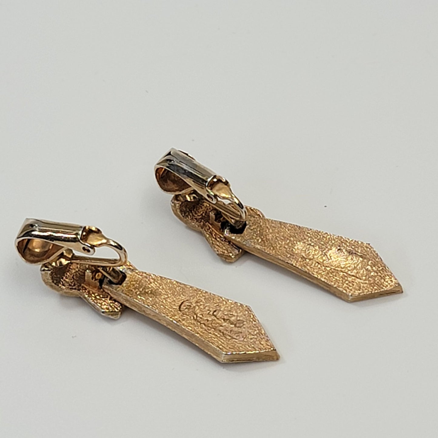 Vintage 1950s Ribbon Tie Rhinestone Clip-On Earrings Signed