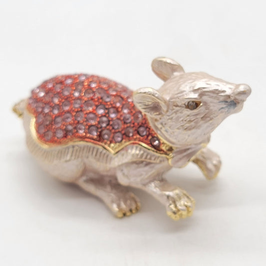 Objet D'Art Samantha Pink Rhinestones Rat Trinket Box Artform No. 6