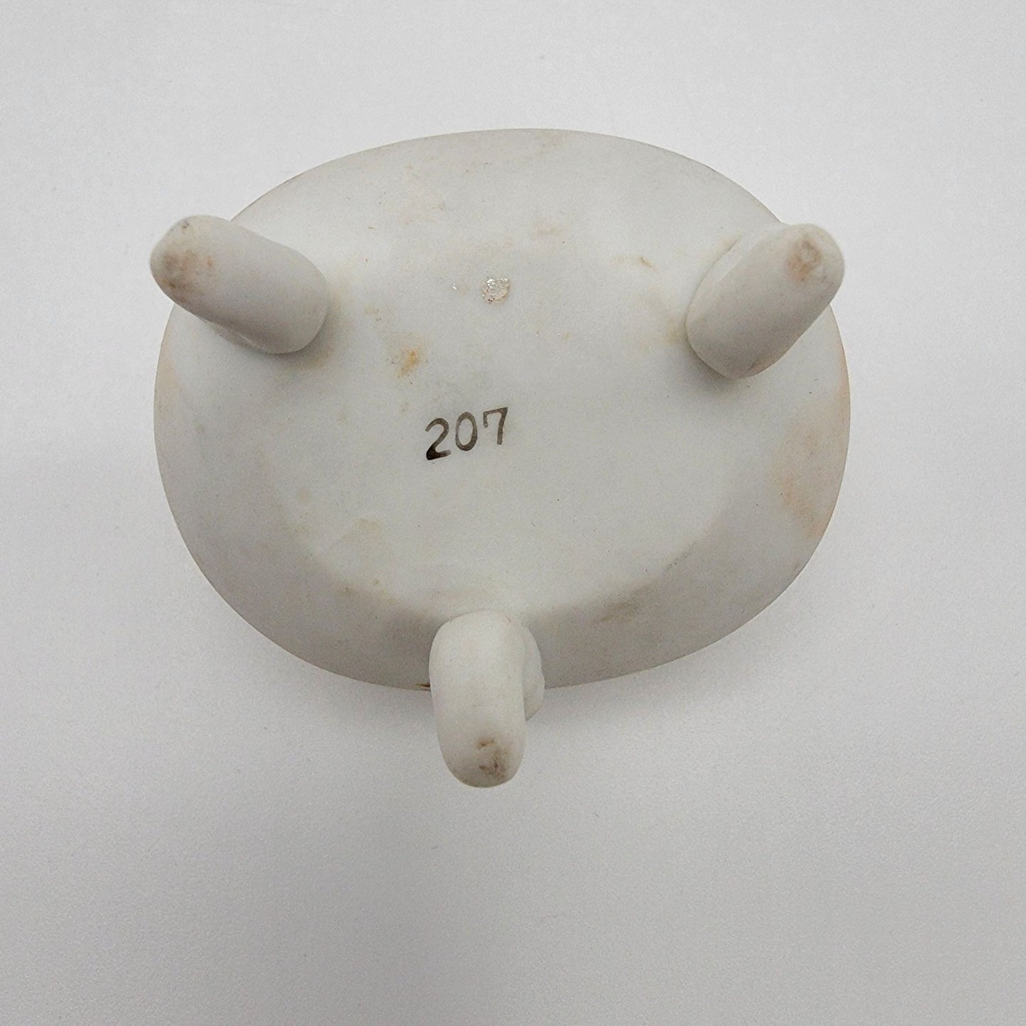 Dainty Lefton Footed Bisque Porcelain Trinket Box Cherub Motif