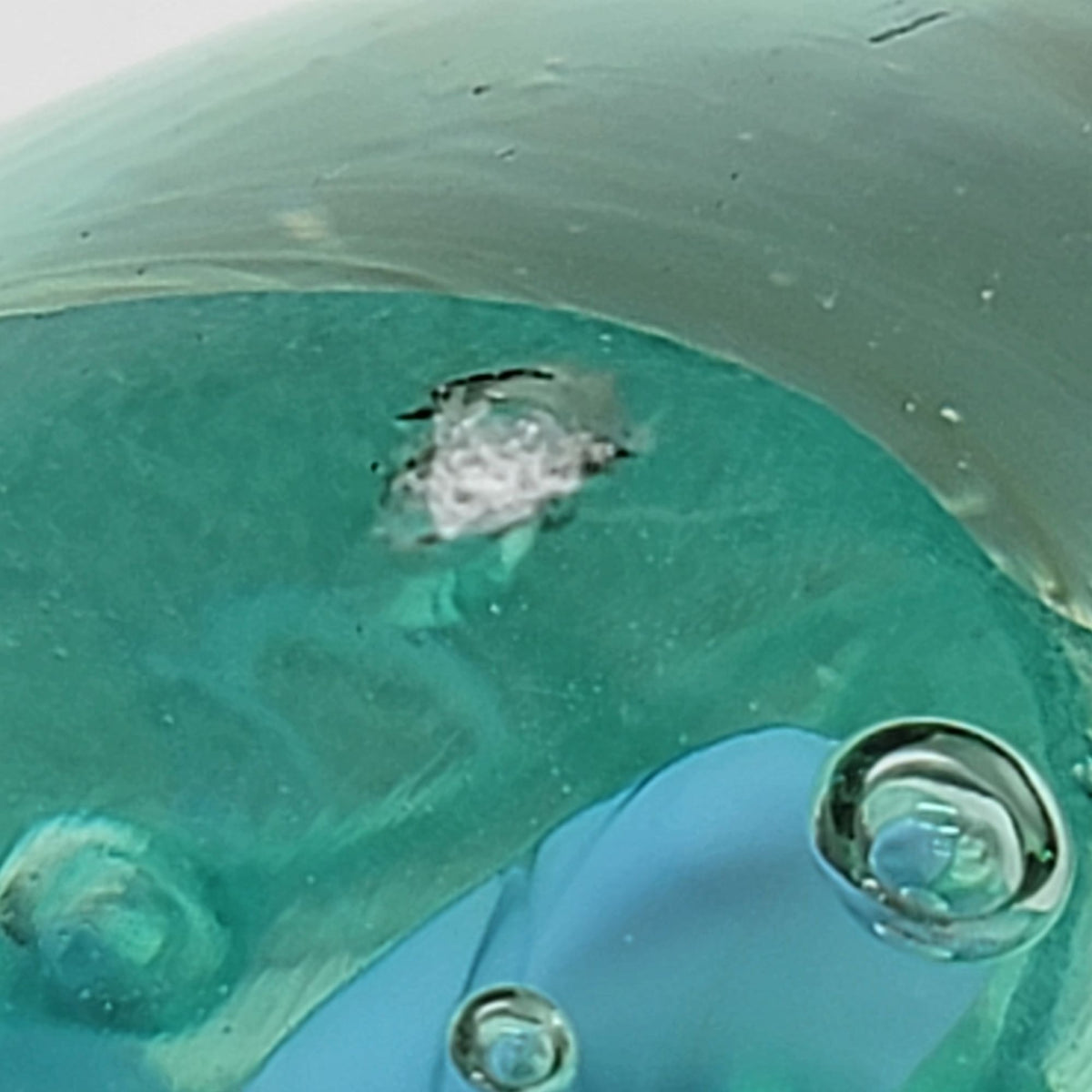 Vintage Aqua Blue Swirl Art Glass Egg Paperweight