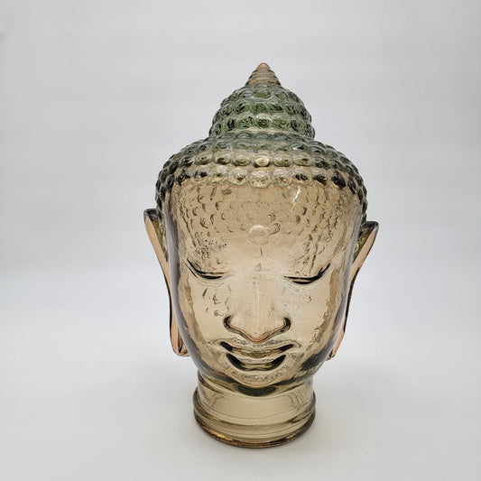 Large Amber Glass Buddha Head