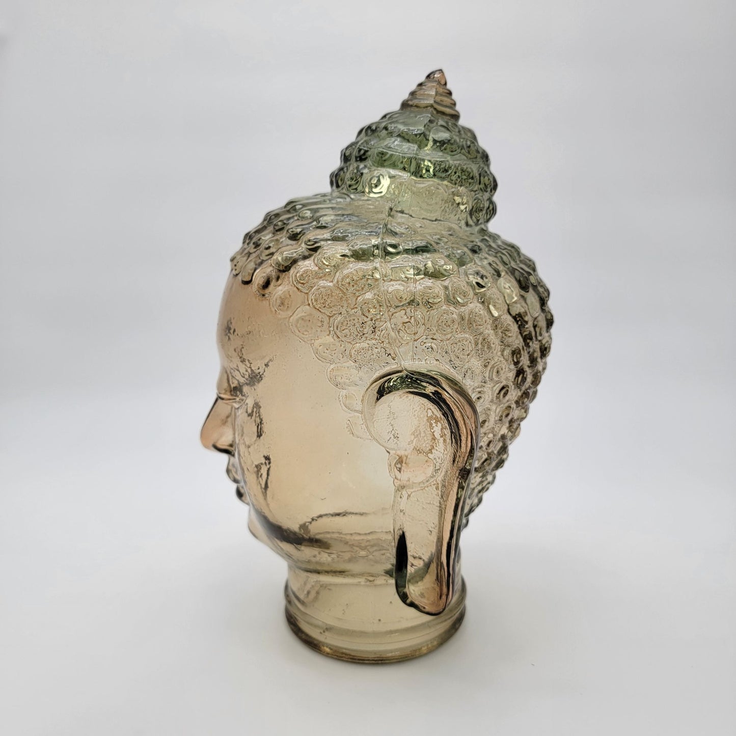 Large Amber Glass Buddha Head