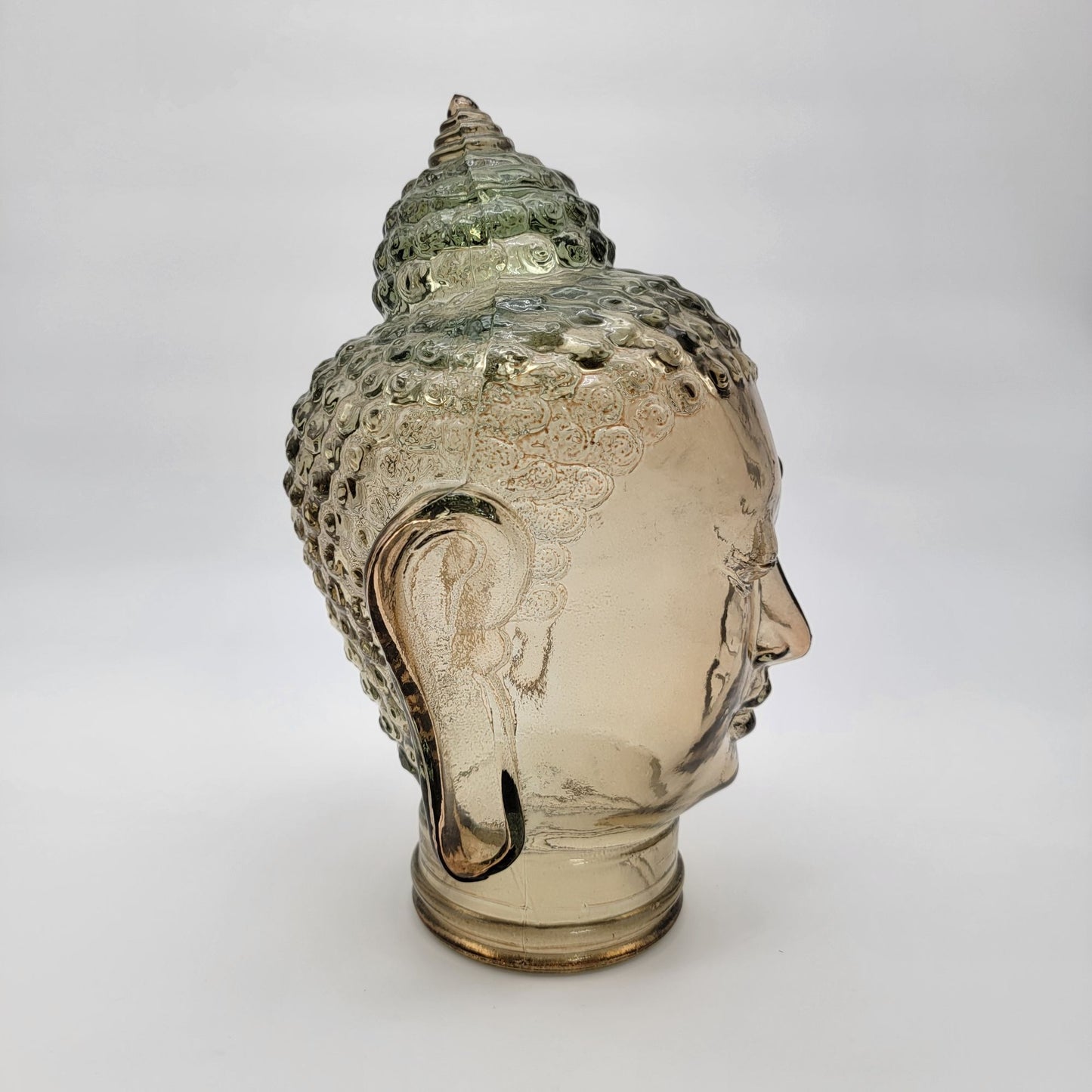 Large Amber Glass Buddha Head