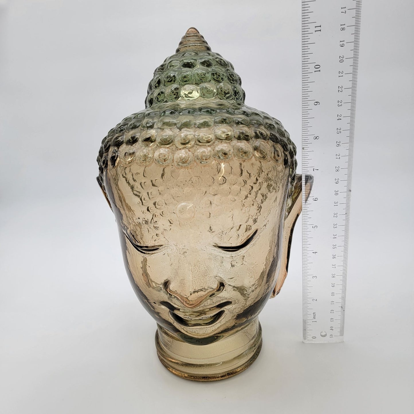 Large Amber Glass Buddha Head