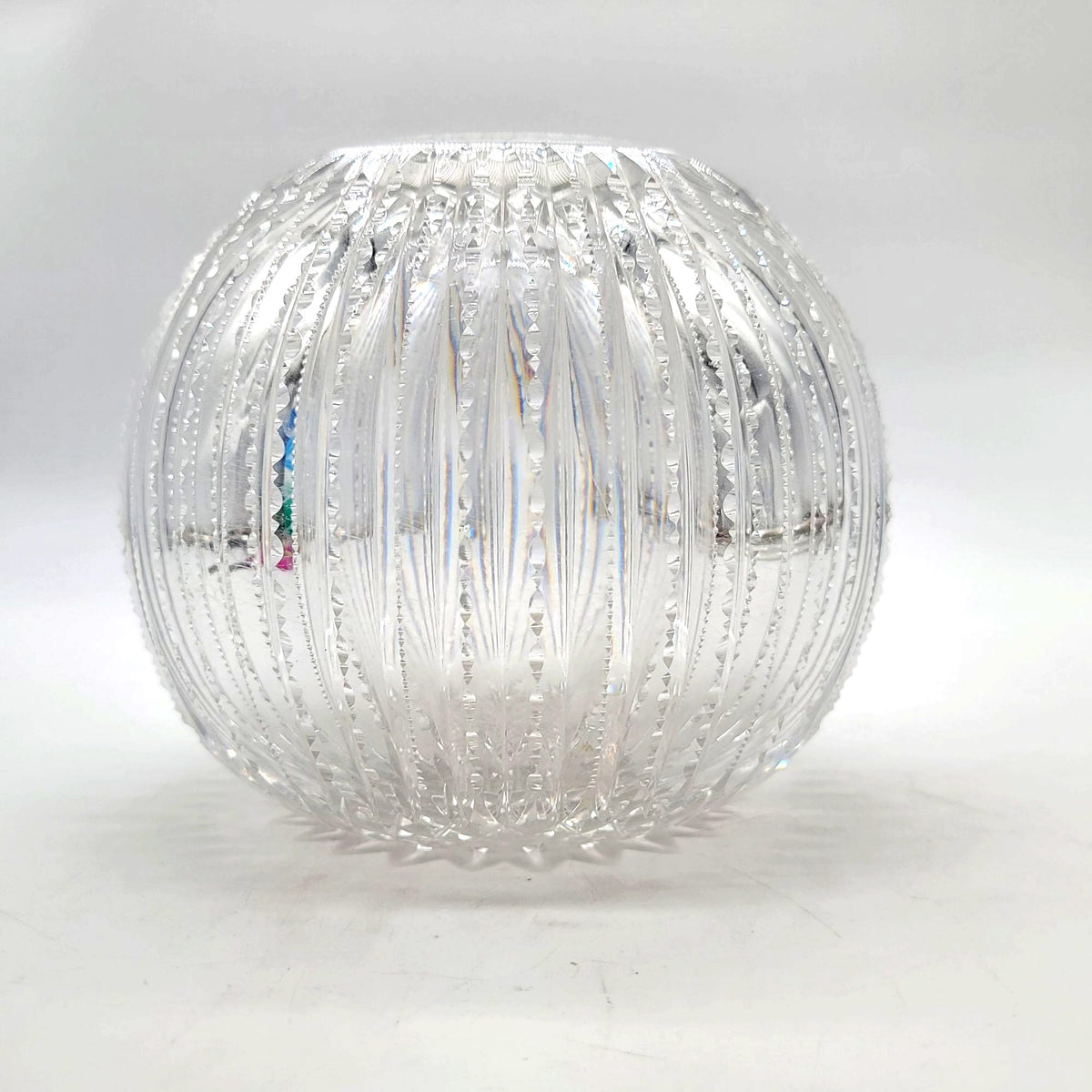 Vintage Cut Glass Rose Bowl Round Vase