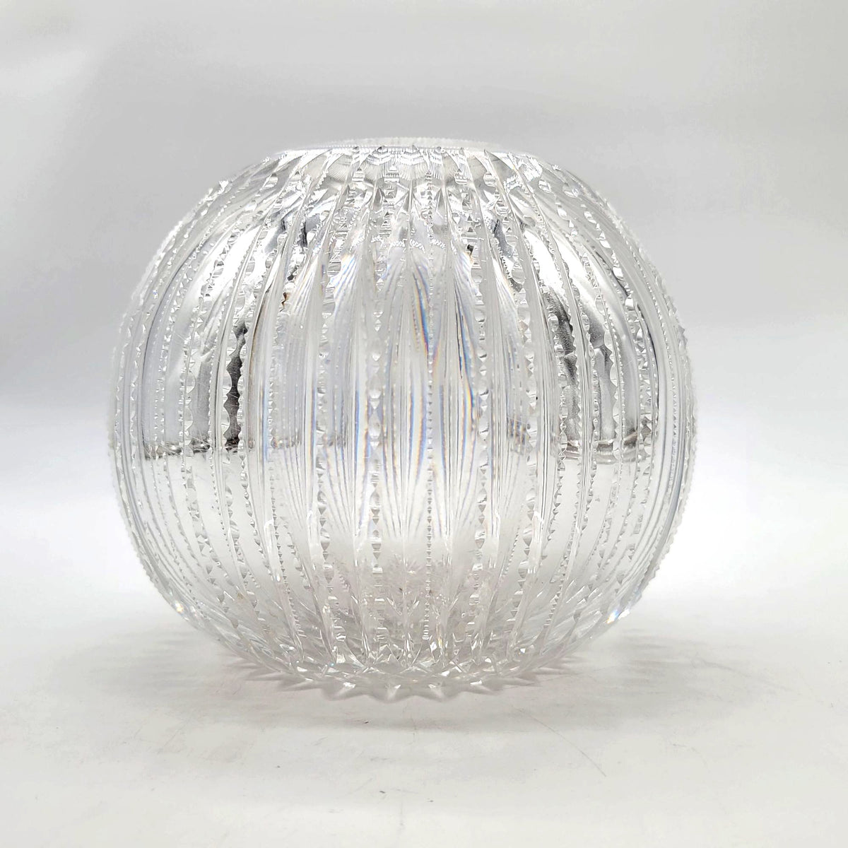Vintage Cut Glass Rose Bowl Round Vase