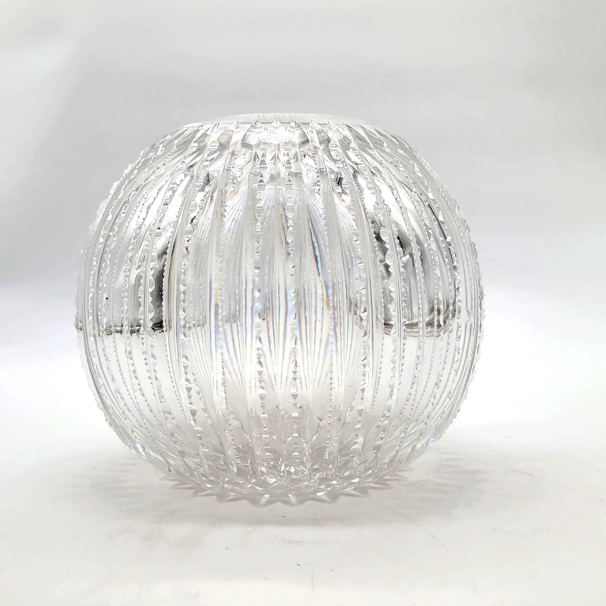 Vintage Cut Glass Rose Bowl Round Vase