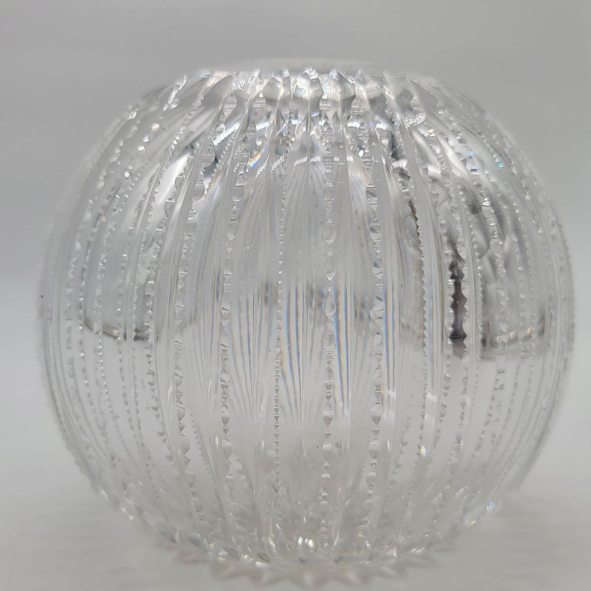 Vintage Cut Glass Rose Bowl Round Vase