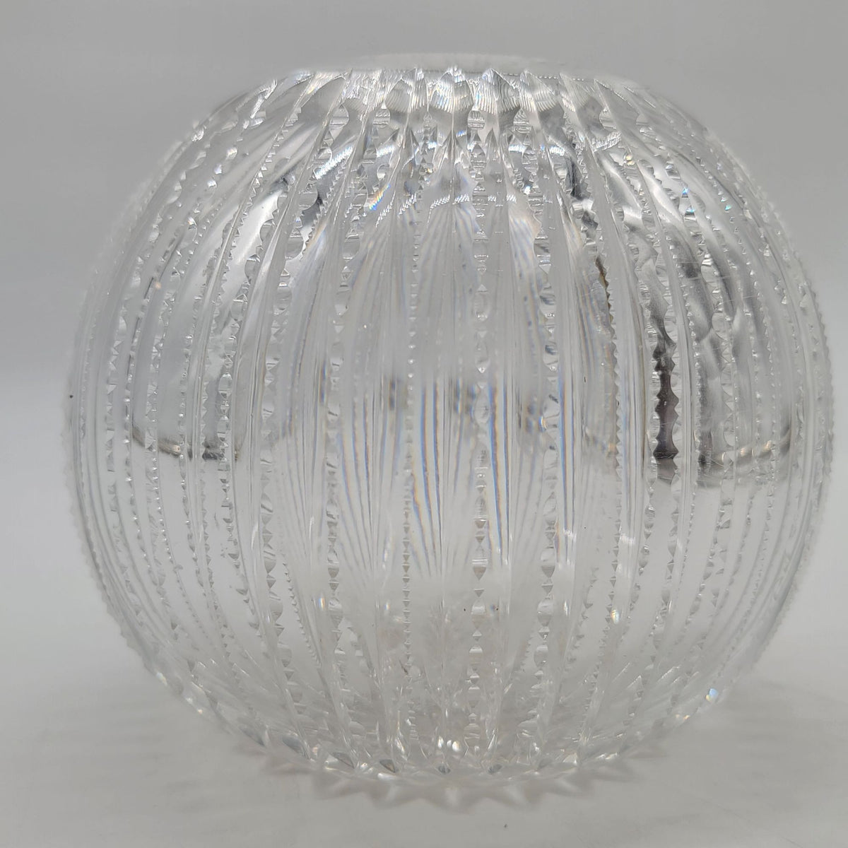 Vintage Cut Glass Rose Bowl Round Vase