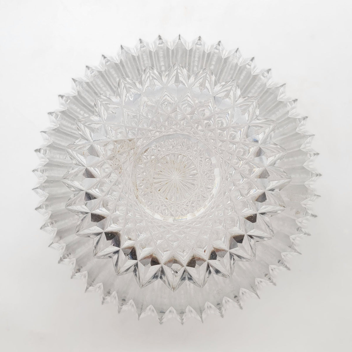 Vintage Cut Glass Rose Bowl Round Vase