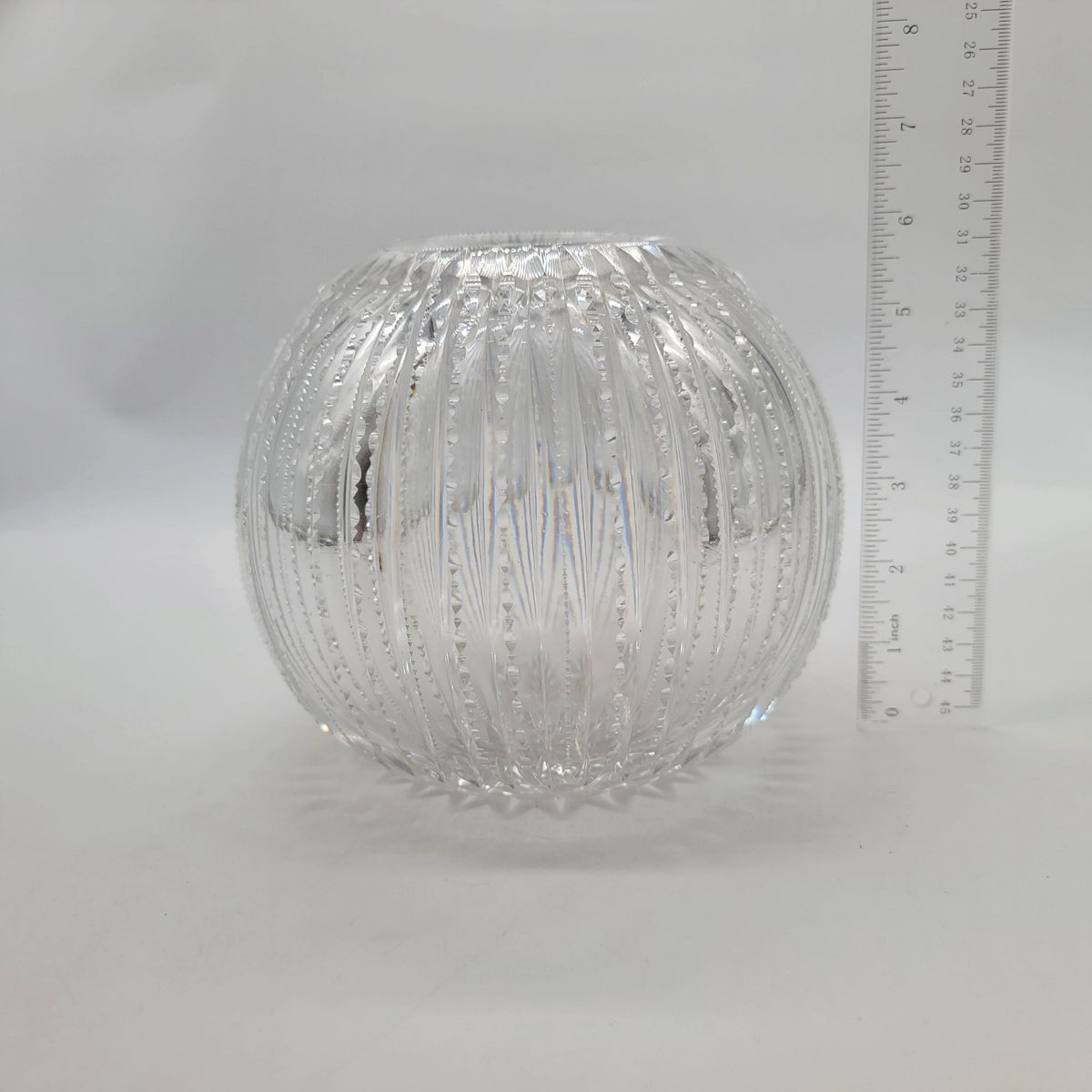 Vintage Cut Glass Rose Bowl Round Vase