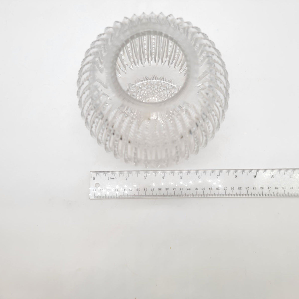 Vintage Cut Glass Rose Bowl Round Vase