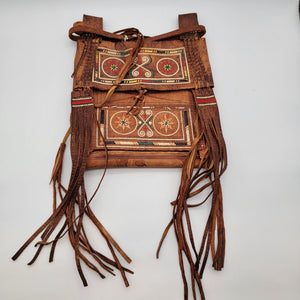 Vintage Tuareg Berber Leather Fringe Boho Crossbody Bag