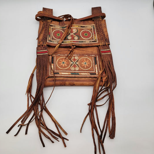 Vintage Tuareg Berber Leather Fringe Boho Crossbody Bag