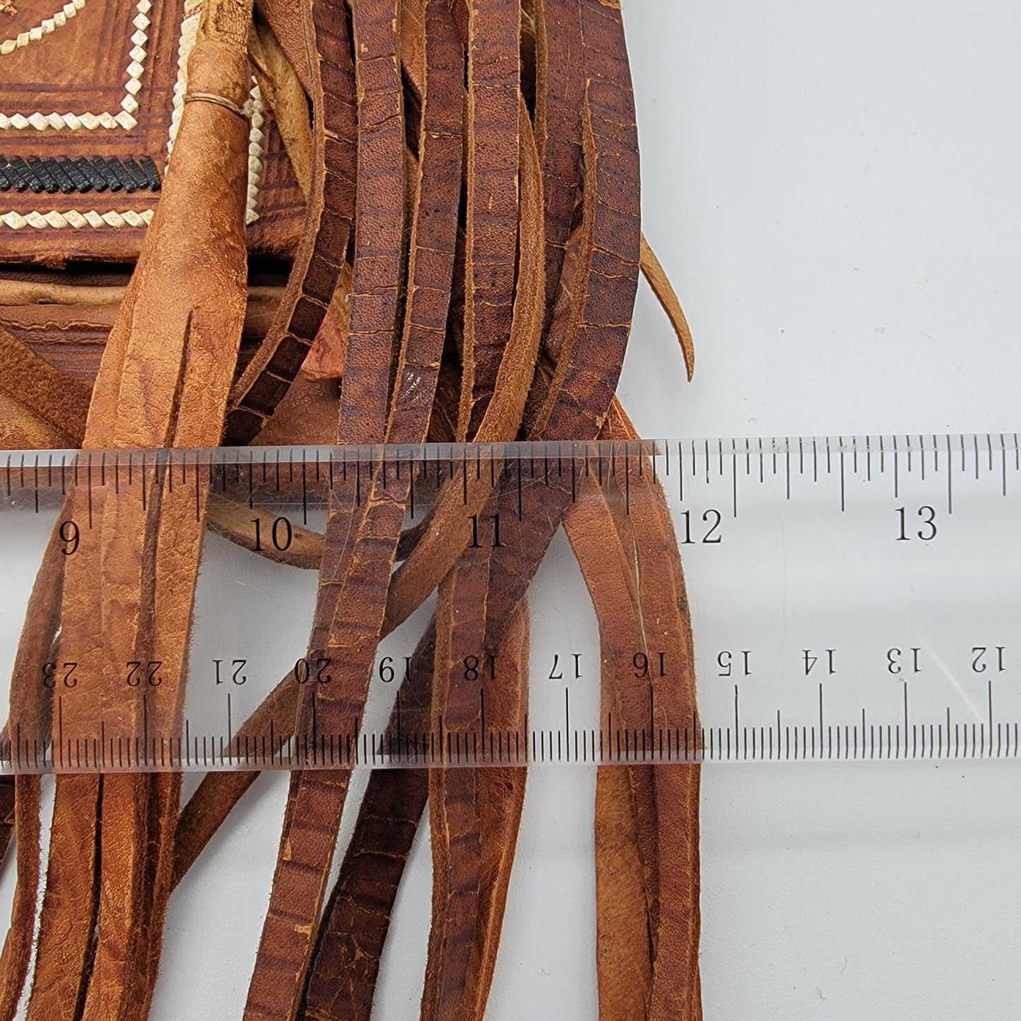 Vintage Tuareg Berber Leather Fringe Boho Crossbody Bag