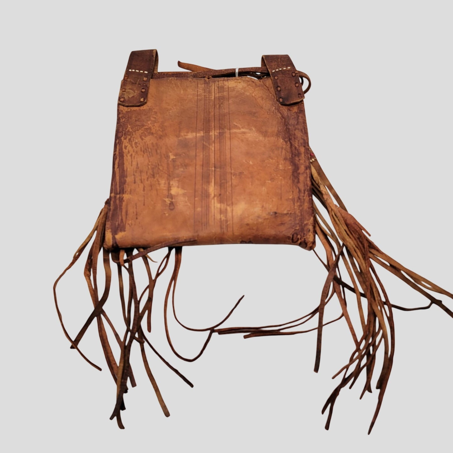 Vintage Tuareg Berber Leather Fringe Boho Crossbody Bag