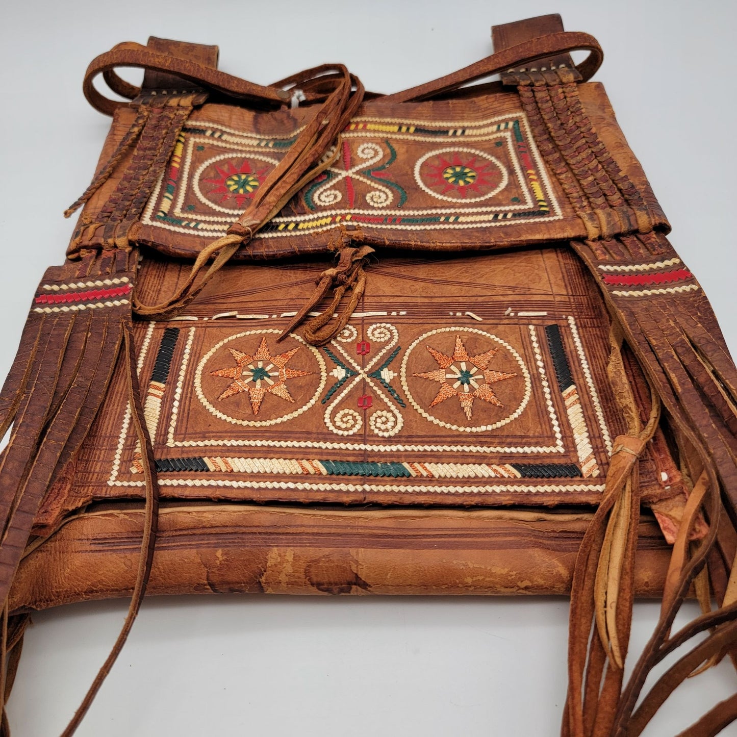 Vintage Tuareg Berber Leather Fringe Boho Crossbody Bag